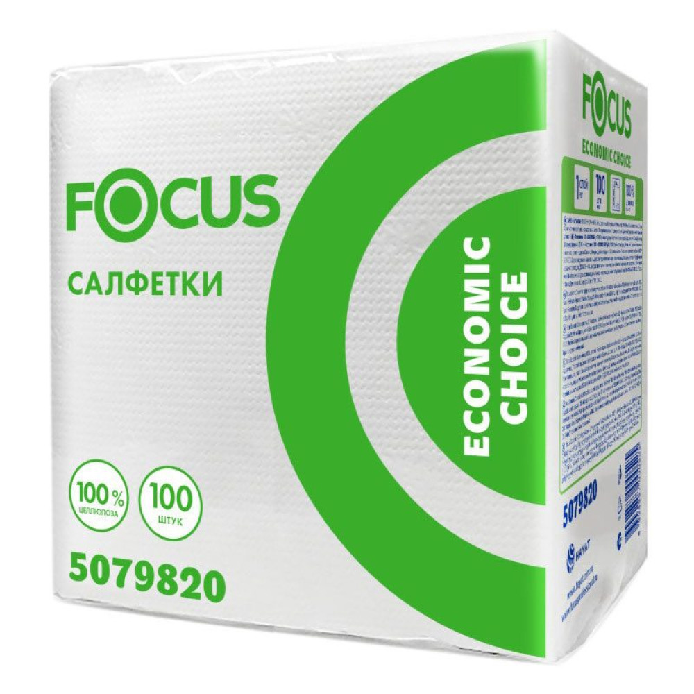 Салфетки бумажные Focus - 100 штук - Белые Салфетки бумажные Focus - 100 штук - Белые