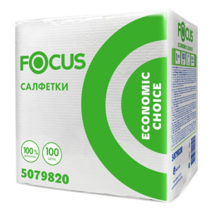 Салфетки бумажные Focus - 100 штук - Белые