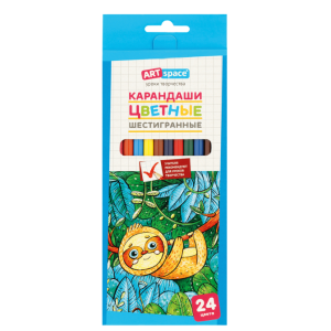 Набор цветных карандашей ArtSpace Милые зверушки - 24 цвета - Шестигранные