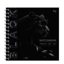 Скетчбук BG Черный. Тигр - 170*170 мм - 40 листов