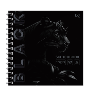 Скетчбук BG Черный. Тигр - 170*170 мм - 40 листов