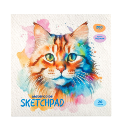 Скетчбук BG Акварельный кот - 200*200 мм - 200 г/м2 - 20 листов
