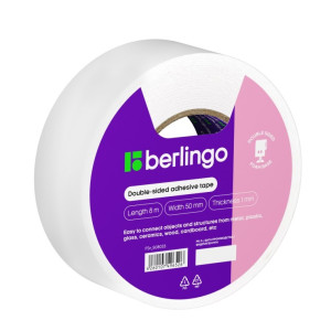 Скотч двусторонний Berlingo - Вспененный полиэтилен - 50 мм*8 м - Белый
