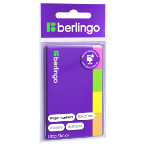 Закладки клейкие бумажные Berlingo Ultra Sticky - 50*20 мм - 4*50 л
