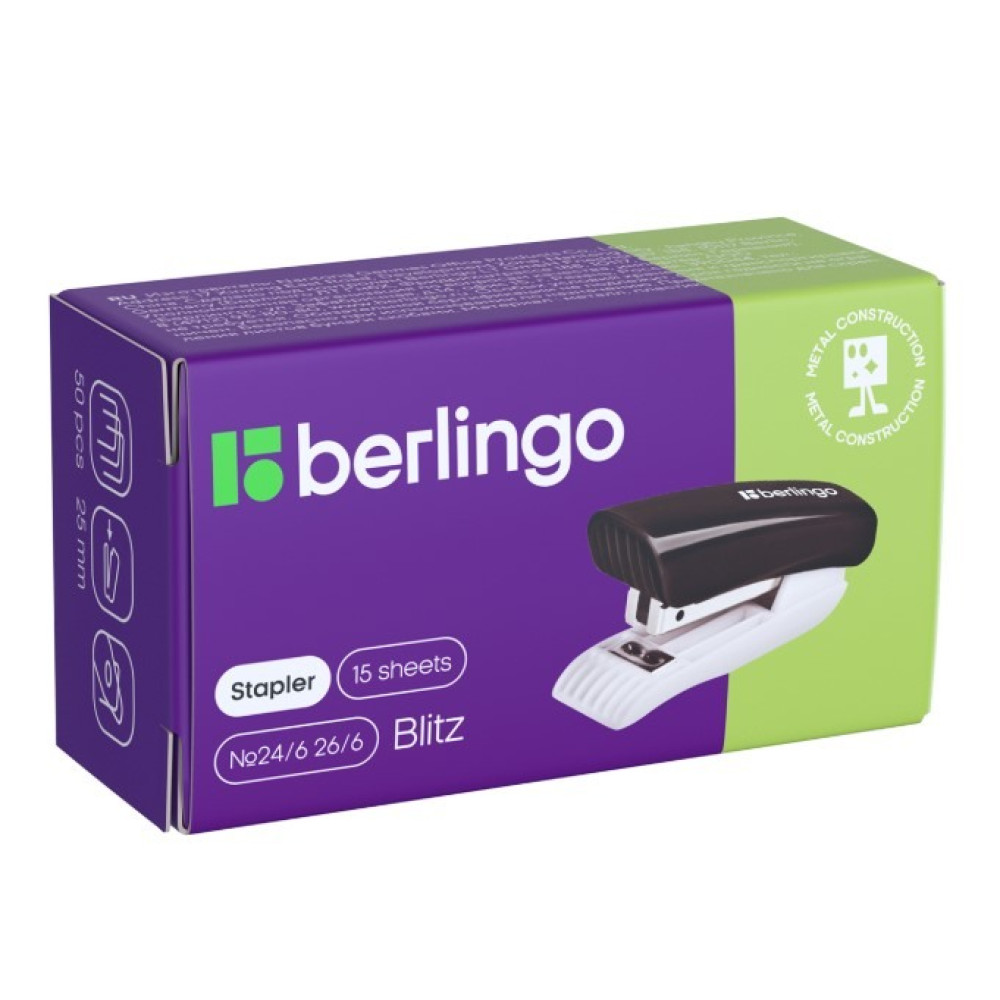 Степлер mini Berlingo Blitz - № 24/6, 26/6 - 15 листов - Ассорти Степлер mini Berlingo Blitz - № 24/6, 26/6 - 15 листов - Ассорти