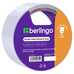 Скотч двусторонний Berlingo - Полипропиленовая основа - 38 мм*8 м - Матовый