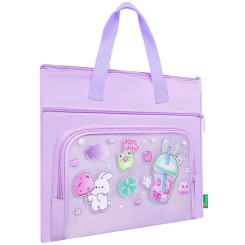 Папка для рисунков с ручкой Brauberg Kids Ягодный коктейль - 2 отделения - А4 - На молнии