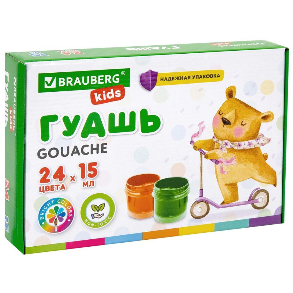Гуашь Brauberg Kids - 24 цвета - 15 мл Гуашь Brauberg Kids - 24 цвета - 15 мл