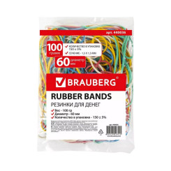 Резинки для банкнот Brauberg - 60 мм - Ассорти - 100 г