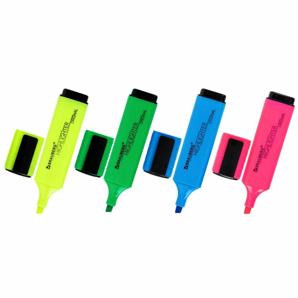 Набор текстовых маркеров Brauberg Original Neon - 1-5 мм - 4 цвета Набор текстовых маркеров Brauberg Original Neon - 1-5 мм - 4 цвета