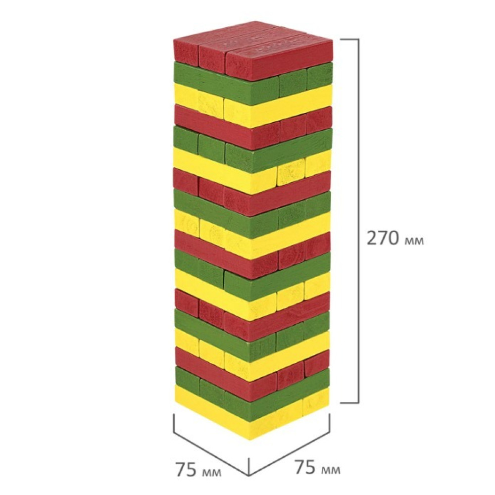Игра настольная Brauberg Hobby Цветная Башня - 54 бруска Игра настольная Brauberg Hobby Цветная Башня - 54 бруска