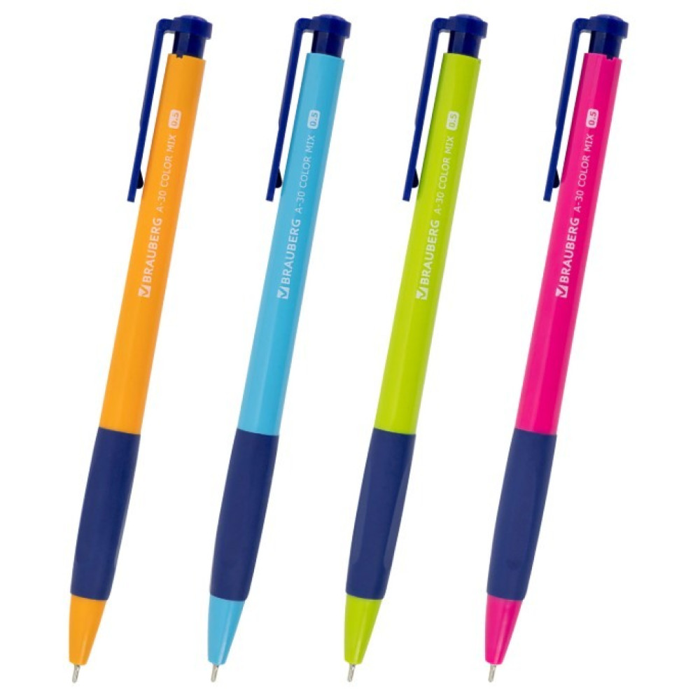 Ручка шариковая автоматическая Brauberg A-30 Color Mix Writing - 0,5 мм Ручка шариковая автоматическая Brauberg A-30 Color Mix Writing - 0,5 мм