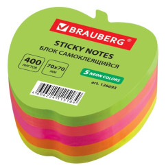 Липкий блок фигурный Brauberg Яблоко - 70*70 мм - 5цв - 400л