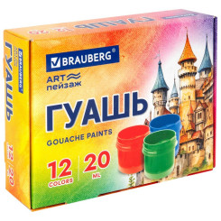 Гуашь Brauberg Арт пейзаж - 12 цветов - 240 мл Гуашь Brauberg Арт пейзаж - 12 цветов - 240 мл