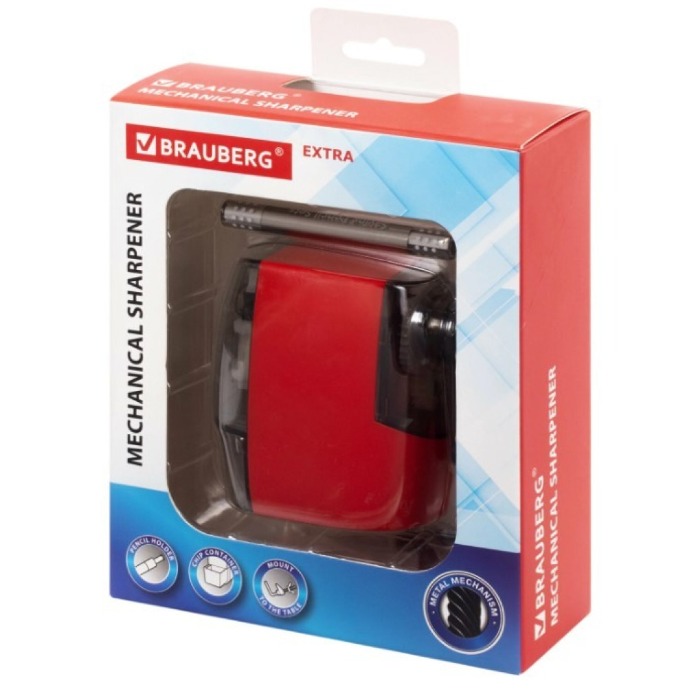 Точилка механическая Brauberg Extra - Настольная - Красная Точилка механическая Brauberg Extra - Настольная - Красная