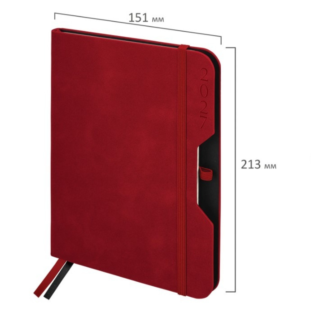 Ежедневник датированный 2027 Brauberg Note - А5 - 176л - Красный Ежедневник датированный 2027 Brauberg Note - А5 - 176л - Красный