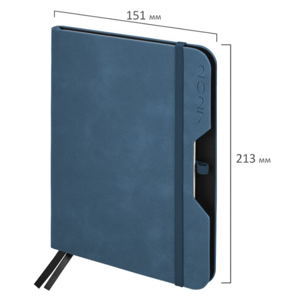 Ежедневник датированный 2027 Brauberg Note - А5 - 176л - Синий Ежедневник датированный 2027 Brauberg Note - А5 - 176л - Синий