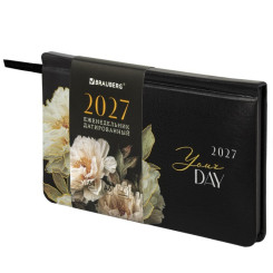 Еженедельник датированный 2027 Brauberg Vista Flowers - А6 - 64 л