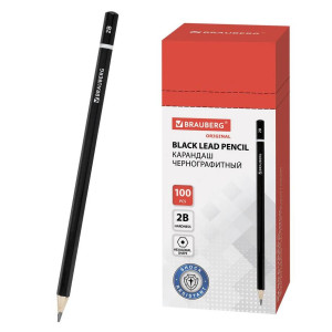 Карандаш простой Brauberg Touch line - 2В - Круглый - Без ластика