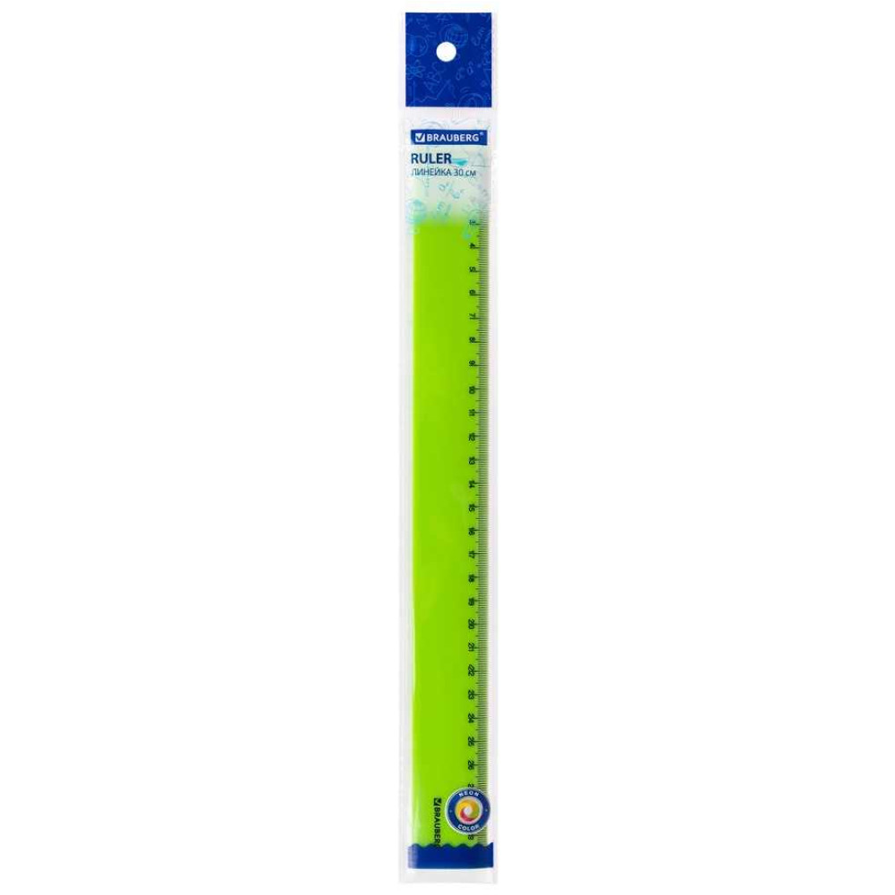 Линейка пластиковая Brauberg Neon - 30 см - Ассорти Линейка пластиковая Brauberg Neon - 30 см - Ассорти