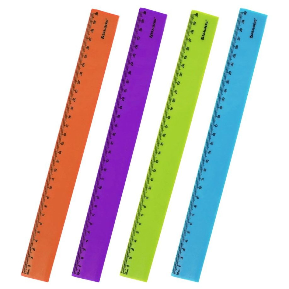 Линейка пластиковая Brauberg Neon - 30 см - Ассорти Линейка пластиковая Brauberg Neon - 30 см - Ассорти