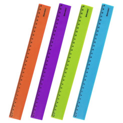 Линейка пластиковая Brauberg Neon - 30 см - Ассорти