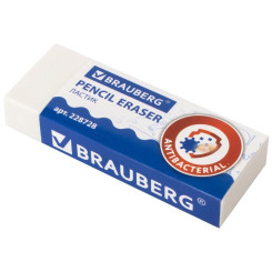 Ластик антибактериальный Brauberg - 58*22*12 мм - Белый
