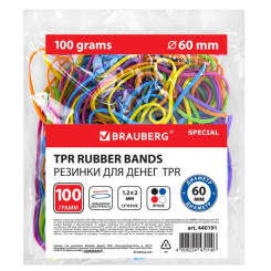 Резинки для банкнот Brauberg Special Яркие цвета - 60 мм - 100г Резинки для банкнот Brauberg Special Яркие цвета - 60 мм - 100г
