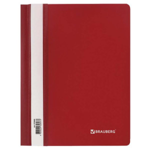 Скоросшиватель пластиковый Brauberg - А5 - 180 мкм - Красный