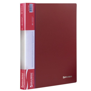 Папка пластиковая Brauberg Стандарт - 30 файлов - 600 мкм - Красная