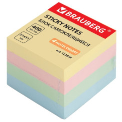 Липкий блок Brauberg пастельный - 51*51 мм - 400л - 4цв