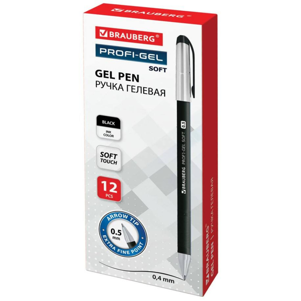 Ручка гелевая Brauberg Profi-Gel Soft - 0,5 мм - Чёрная Ручка гелевая Brauberg Profi-Gel Soft - 0,5 мм - Чёрная