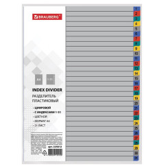 Разделитель листов Brauberg - А4 - Цифровой - Пластик - 31 л