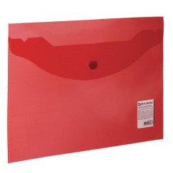 Папка-конверт Brauberg на кнопке - 180 мкм - А5 - Красный