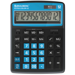 Калькулятор настольный Brauberg Extra Color-12-BKBU - 12 разрядов - Чёрно-голубой