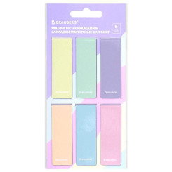 Закладки магнитные Brauberg Pastel - 60*20 мм - 6 шт
