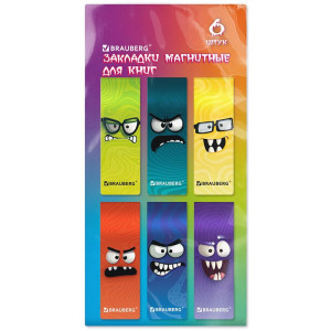 Закладки магнитные Brauberg Монстрики - 60*20 мм - 6 шт