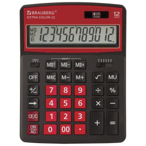 Калькулятор настольный Brauberg Extra Color-12-BKWR - 12 разрядов - Чёрно-бордовый