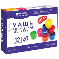 Гуашь Brauberg Академия Классическая - 12 цветов - 240 мл