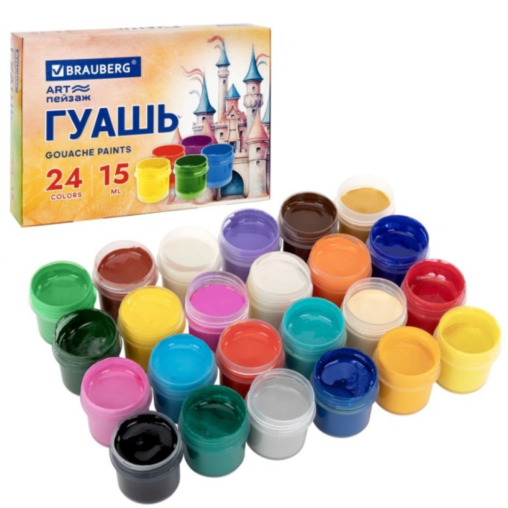 Гуашь Brauberg Art Пейзаж - 24цв - 360мл Гуашь Brauberg Art Пейзаж - 24цв - 360мл