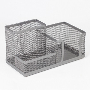 Подставка канцелярская Brauberg Germanium - Металлическая - Серебристая