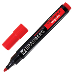 Маркер перманентный Brauberg Contract - 3 мм - Красный