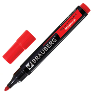 Маркер перманентный Brauberg Contract - 3 мм - Красный