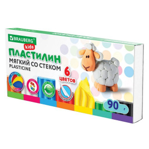 Пластилин классический Brauberg Kids - 6 цветов - 90 г
