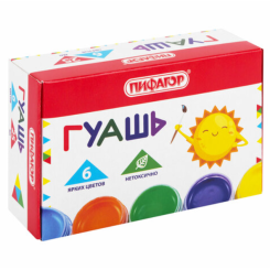 Гуашь Пифагор Солнышко - 6 цветов - 25 мл