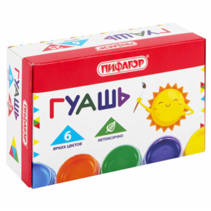 Гуашь Пифагор Солнышко - 6 цветов - 25 мл