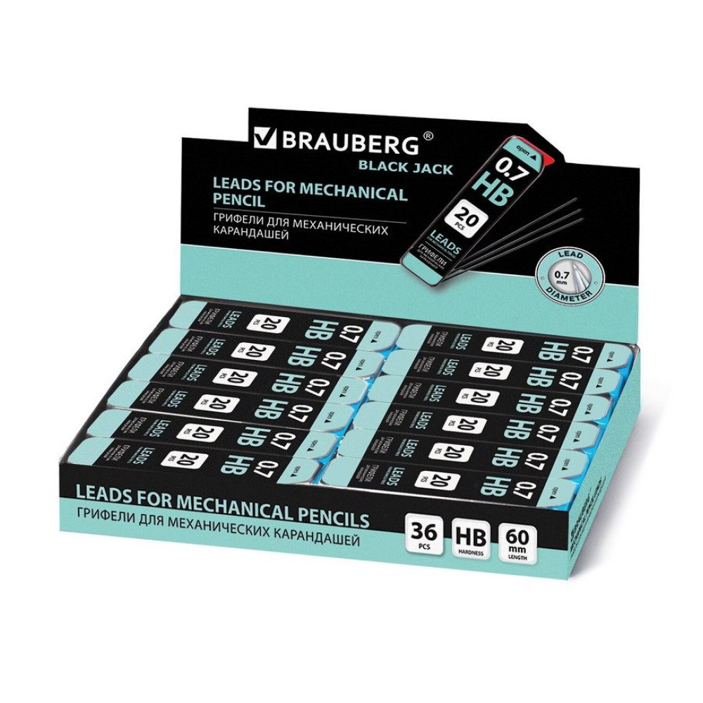 Грифель Brauberg Black Jack - 0,7 мм - НВ - 20 штук Грифель Brauberg Black Jack - 0,7 мм - НВ - 20 штук