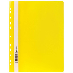 Скоросшиватель пластиковый Brauberg с дополнительной перфорацией - А4 - 180 мкм - Жёлтый