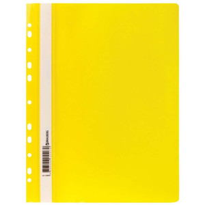 Скоросшиватель пластиковый Brauberg с дополнительной перфорацией - А4 - 180 мкм - Жёлтый