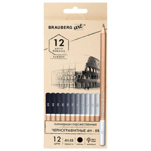 Набор чернографитных карандашей Brauberg Classic - 12 шт